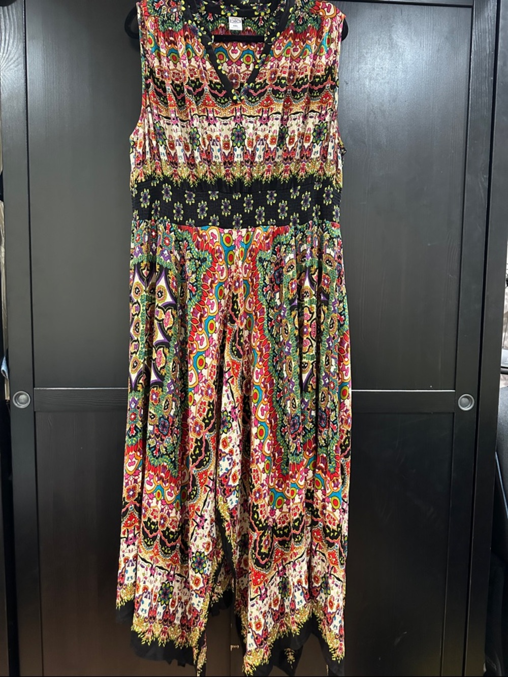 Bila Multicolor Asymmetrical Maxi Dress - Black, Red, Green, Yellow